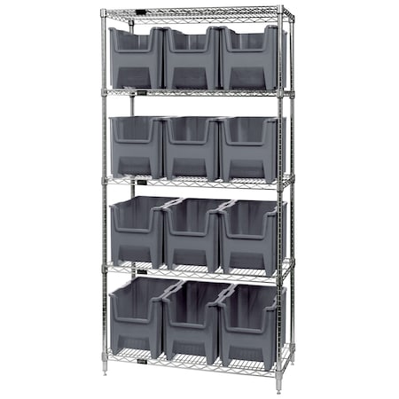Quantum Storage Systems Giant Stack Container Wire Shelving Systems WR5-600GY